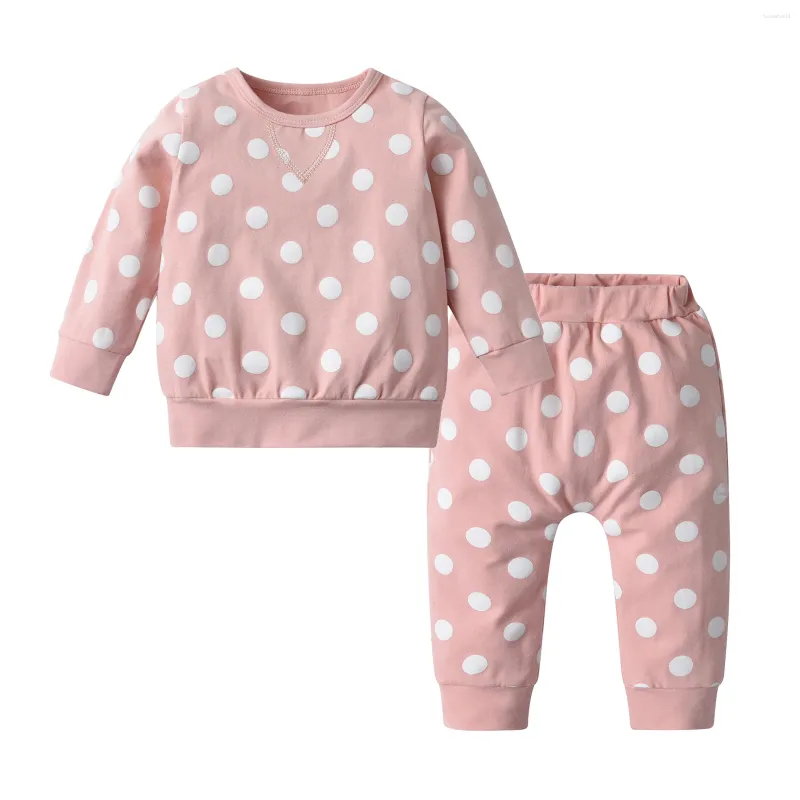 Ensembles de vêtements décontractés pour bébé bébé filles 2pcs vêtements pour 1 2 ans en coton à manches longues en coton à manches longues et pantalon