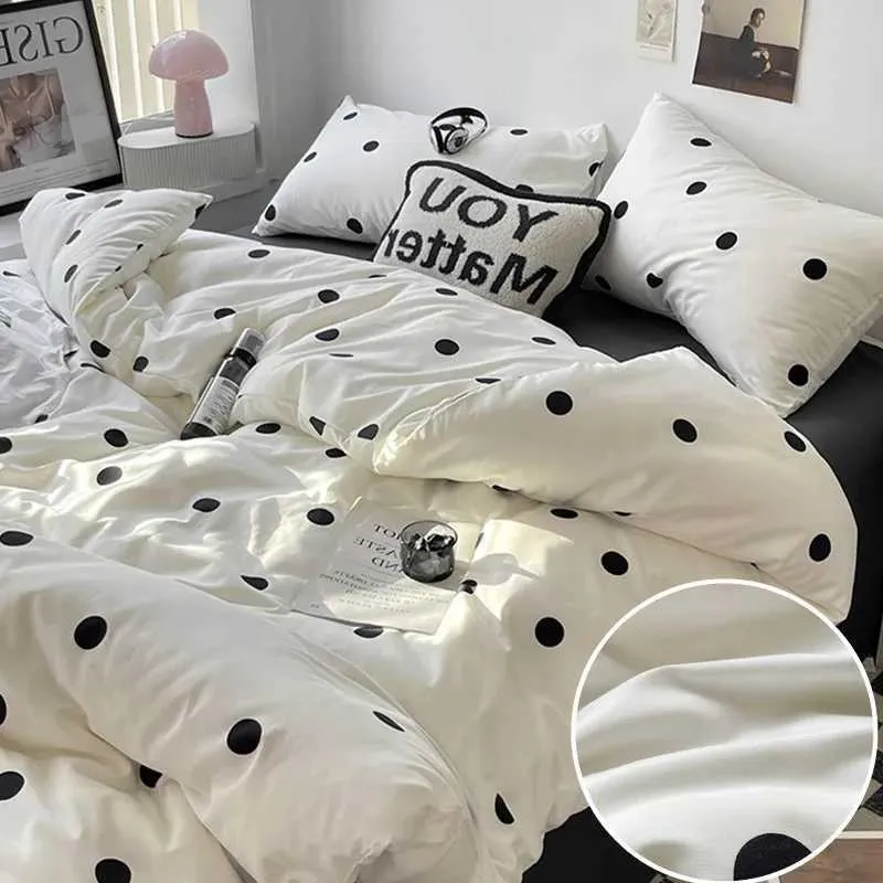 Conjuntos de roupas de cama de lençol de estilo simples conjunto de camas de cama de lençol para a cama de capa de cama de cama de cama escovada/lenha de cama completa/grande/grande J240507