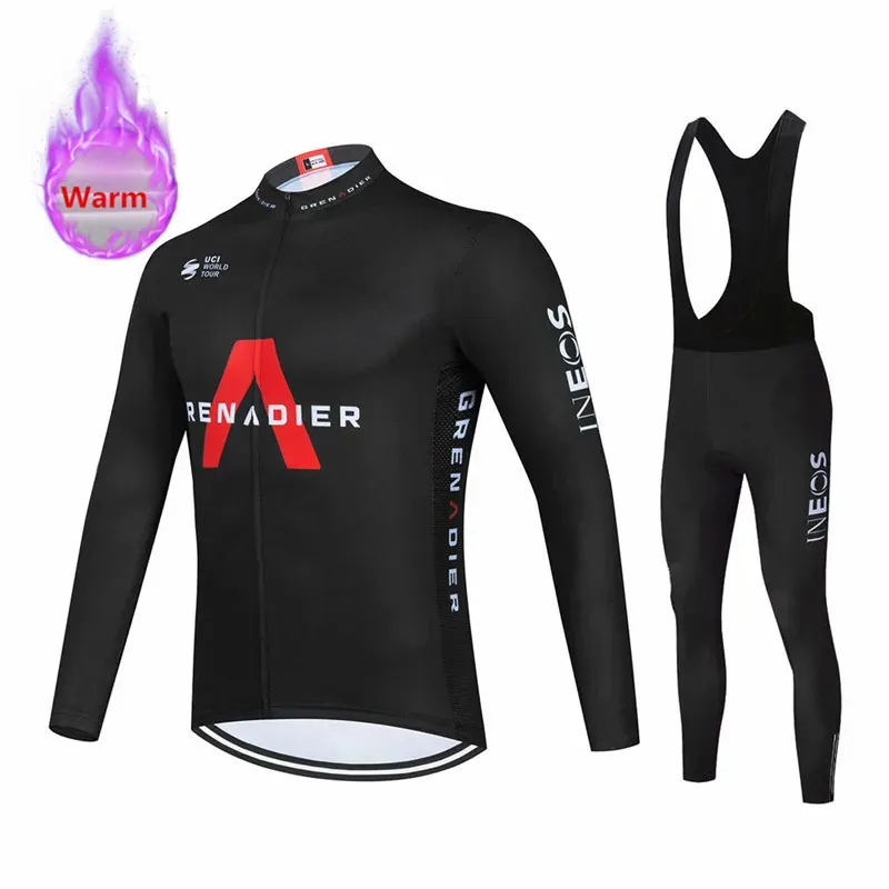 Team Winter Thermal Fleece Cycling Jersey Set Ineos Racing Bike Suits Mountian Bicycle Clothing Ropa Ciclismo 240506