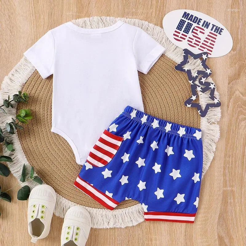 Set di abbigliamento ragazzi Boys 4 luglio Shorts Short Short Letter Auto da abbraccio da abbraccio Star Stripe Stampa