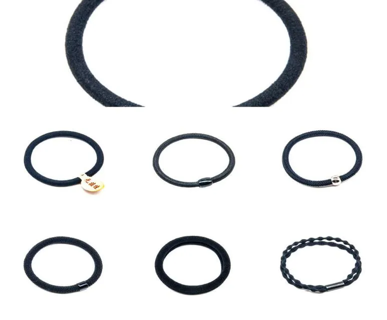 Noir épais High High Basic Basic Elastic and Durable Corde SEAMMLS Cuir Band Tied Hair Circle Cercle Bandage de support 20213644241
