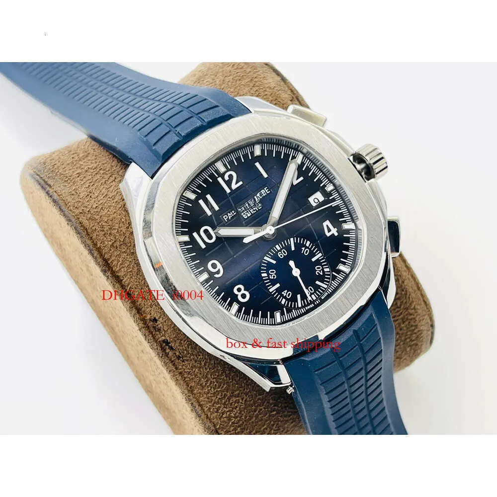 PP5968 Sapphire Montres Men Classic Stophatch Classic Automatic Blue Steel Superclone Mécanique inoxydable 40 mm Chronograph Rubber Black 980 Montredeluxe