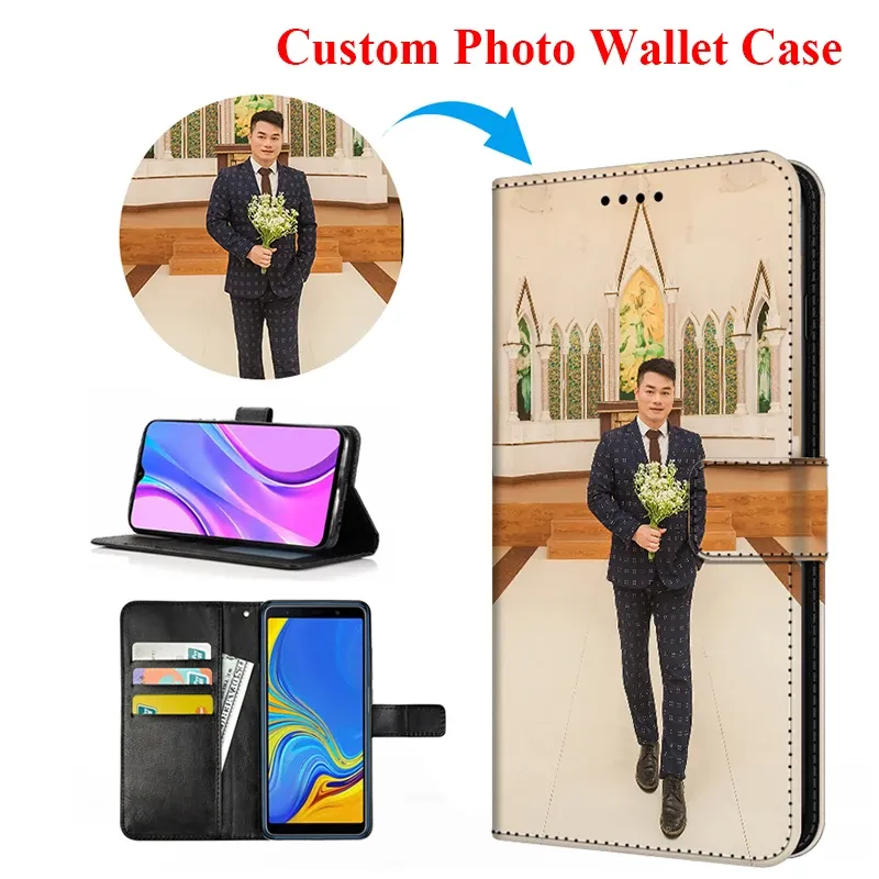 Couvre un étui en cuir flip bricolage pour Samsung Galaxy S23 S22 Ultra S21 Plus S20 Fe A54 A53 A33 A52 A14 A12 COUVERTURE DE POTO PHOTO PRIST