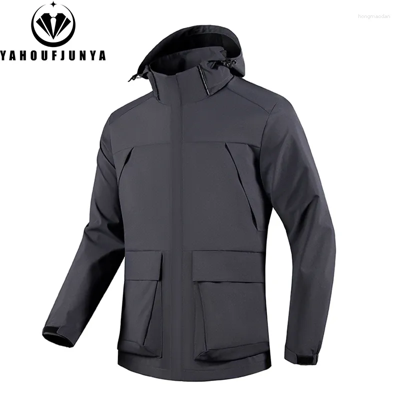 Jackets masculinos 2024 Men Spring Solid Color Sport Casual Jaqueta com capuz destacável Autumn Outdoors ao ar livre estilo moda de moda macho casaco masculino