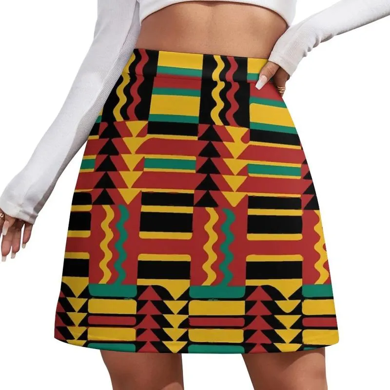 Saias Kente saia geométrica vintage Retro rasta cores estéticas casuais damas mini design de skort roupas presentes