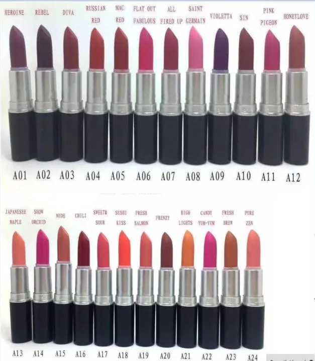 Factory Outlet Professional whole and retail make up new 24 colors 3g matte lipstick 8388006