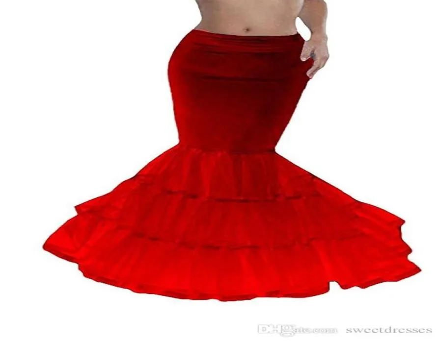 Black Red Sirène jupin de mariée Crinoline Tiers Crinoline Slip de mariage Cavaire à la queue pour poisson pour une occasion spéciale Robe en stock9189558