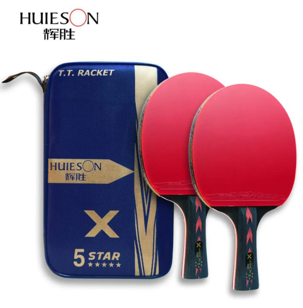 Racket de tennis de table de 56 étoiles 2PCS avec 3 pcs à poignée courte à poignée courte en caoutchouc ping ping pong raquettes dans le cas4128051