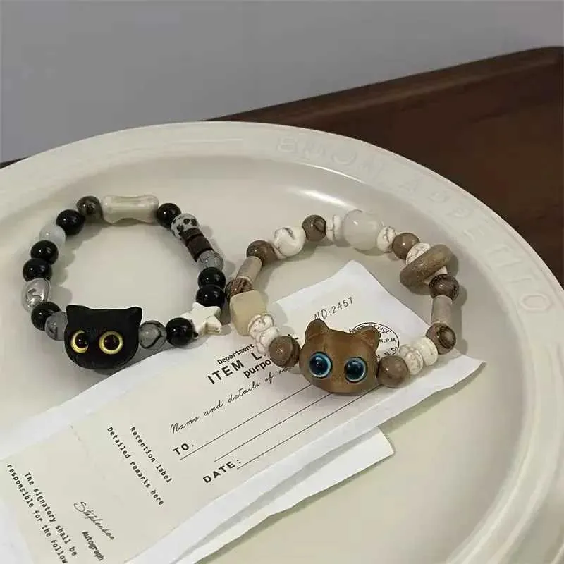 Bangle Nei Dopamin Kitten Perlen Weiblech Léifsten Kaz Kapp String Kaddo Meedchen Keramik Hand Bijouen Bracelet fir Fraen_voghion.com