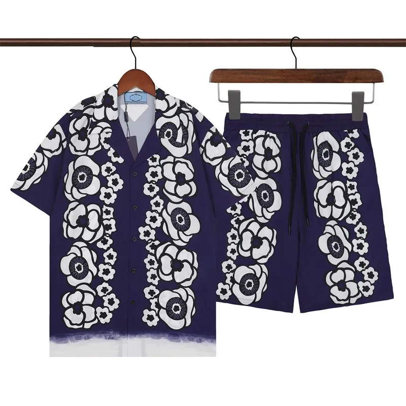 Мужской дизайнерский спортивный костюм летний случайный короткий рукав с коротким рукавом рубашка мужская пляжная шорты модные рубашки с короткими рукавами костюм