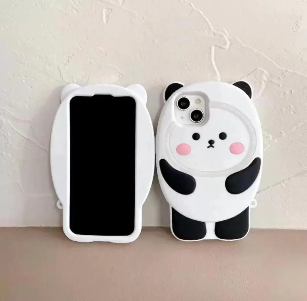 Nieuwe stijl siliconen telefoonhoesjes voor iPhone 13Promax 12 11 7p schattige Panda Cross Dressing Rabbit Cover Case2739636