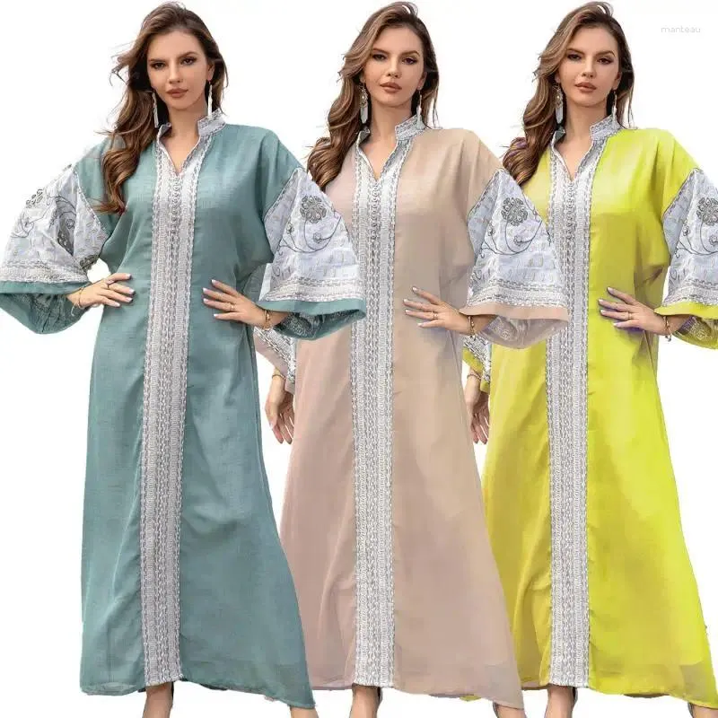Vêtements ethniques Maroc Abaya Eid Femmes musulmanes Robe lâche Dubaï Turquie Arabe islamique Caftan Femme Vintage Style broderie Robe