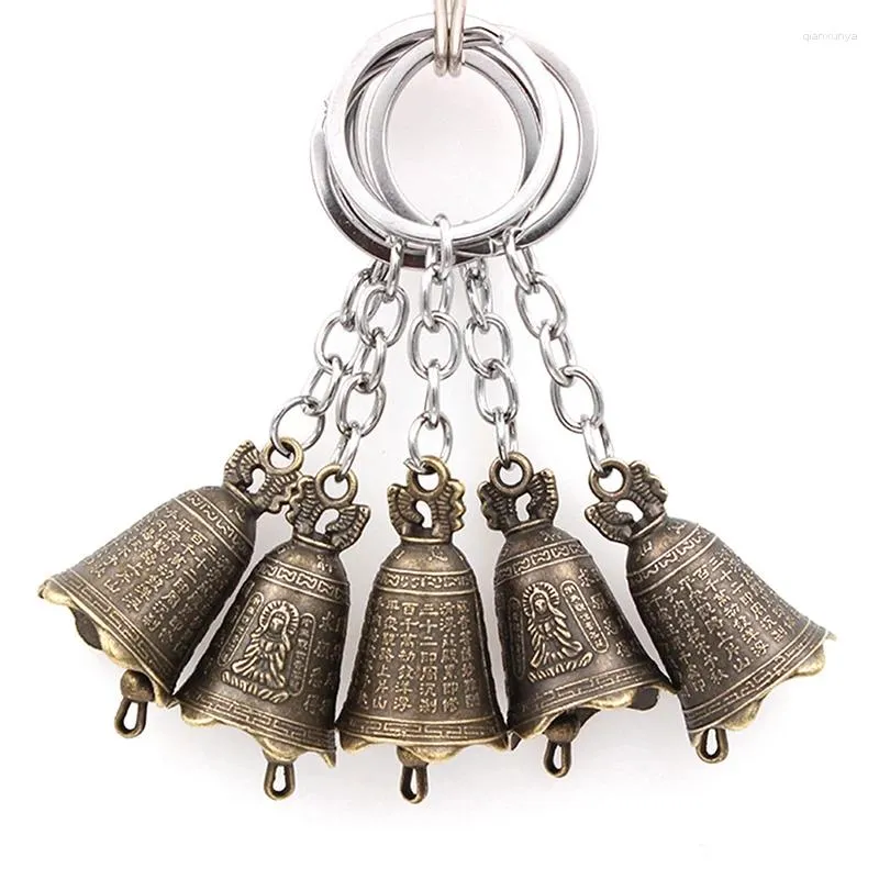 Party Supplies Antique Bell Chinese Mini Sculpture Pray Guanyin Buddha Feng Shui Metal Wind Chime Fortune Jingle Keychain Pendants