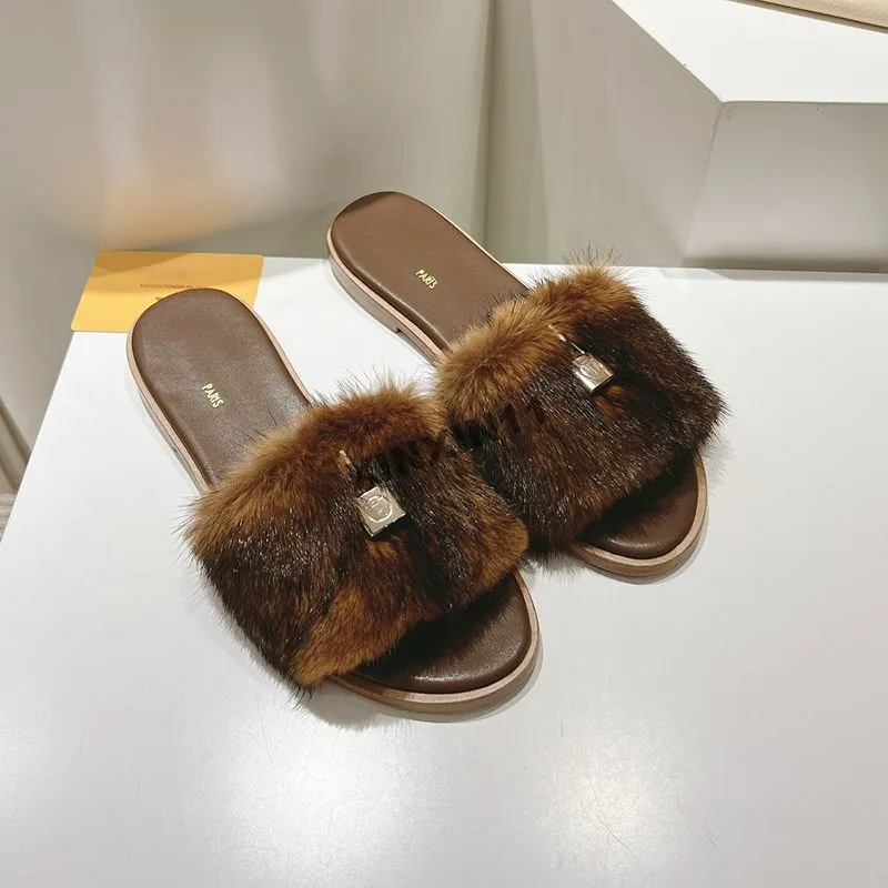 Luxury Fur Slides Red Mink Fur Slip On Sandals With Leather Sole Footwear Designer Slippers Statement Shoes From Xinxin11 48.85 DHgate.Com