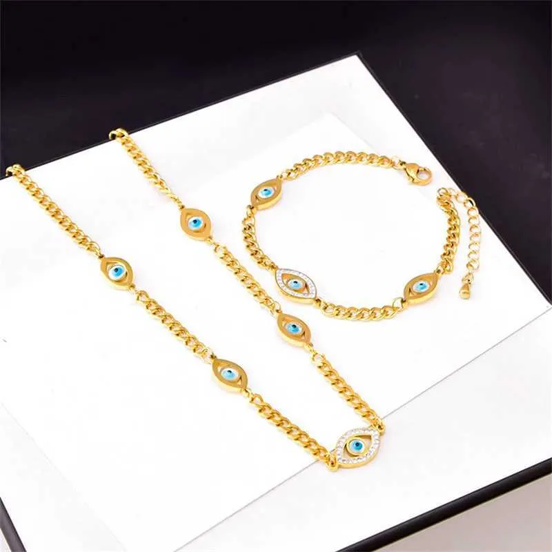 Súprava šperkov evil eye z nehrdzavejúcej ocele so zirkónom_voghion.com