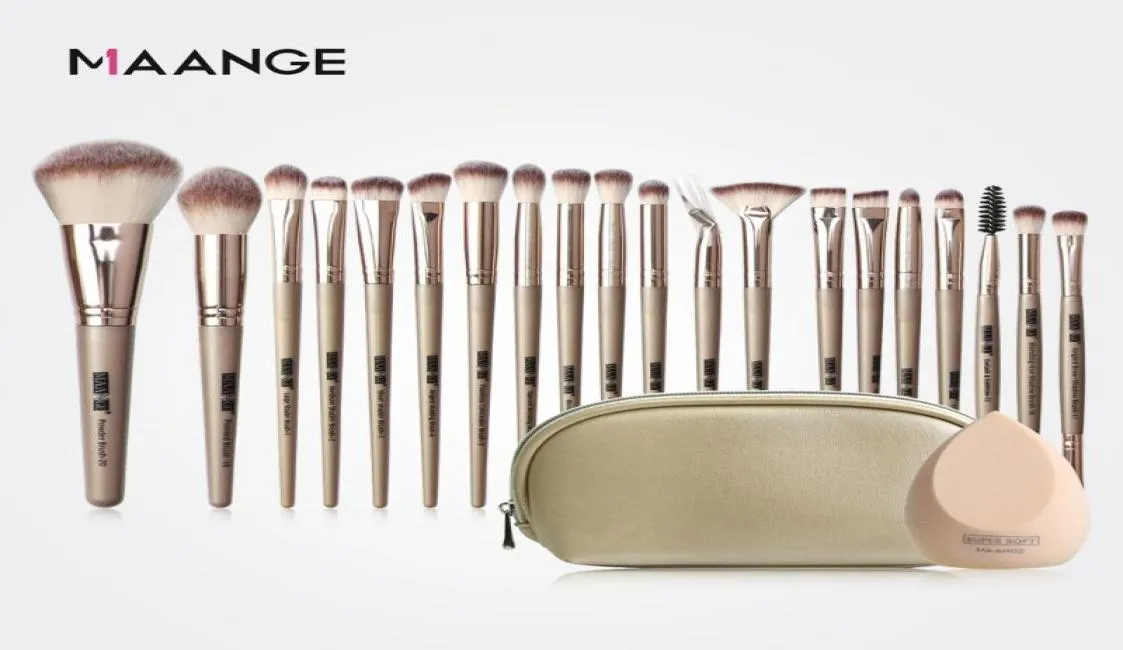 Maange Pro 121820 PCs Make -up Pinsel Set Bag Schwamm Beauty Pulver Foundation Lidschatten Make -up -Pinsel mit natürlichen Haaren 8966296