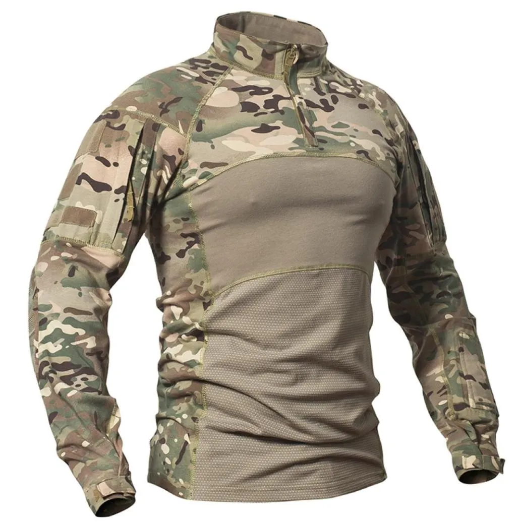 Gear Wojskowy Koszula taktyczna Mężczyźni Camuflage Armia THIRT THIRT DŁUGO SKRITA Multicam bawełniane koszule bawełniane Camo Paintball Tshirt Y2006234329374