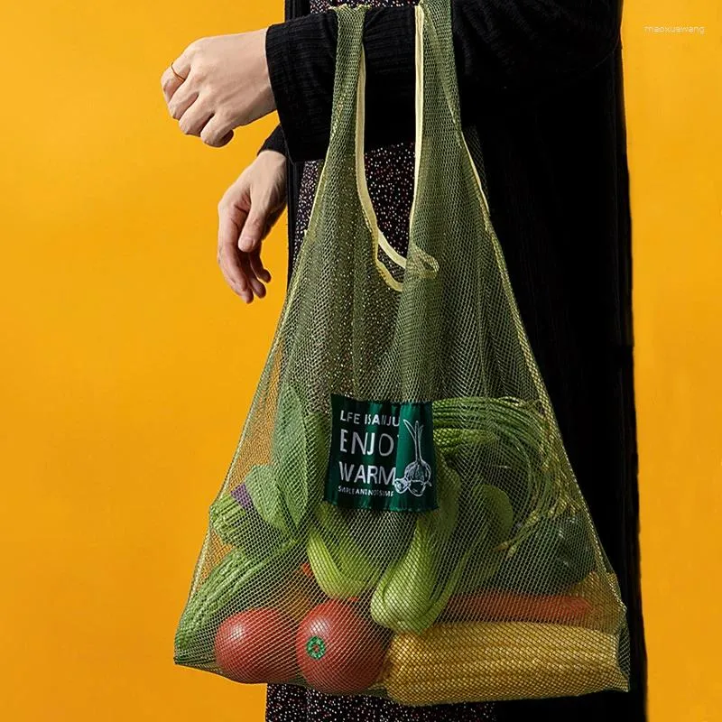 Shopping Bags Portable Mesh Eco Friendly Tote Handbag Reusable Fruit Vegetable Grocery Storage Bag Kitchen Net Organizer Shopper