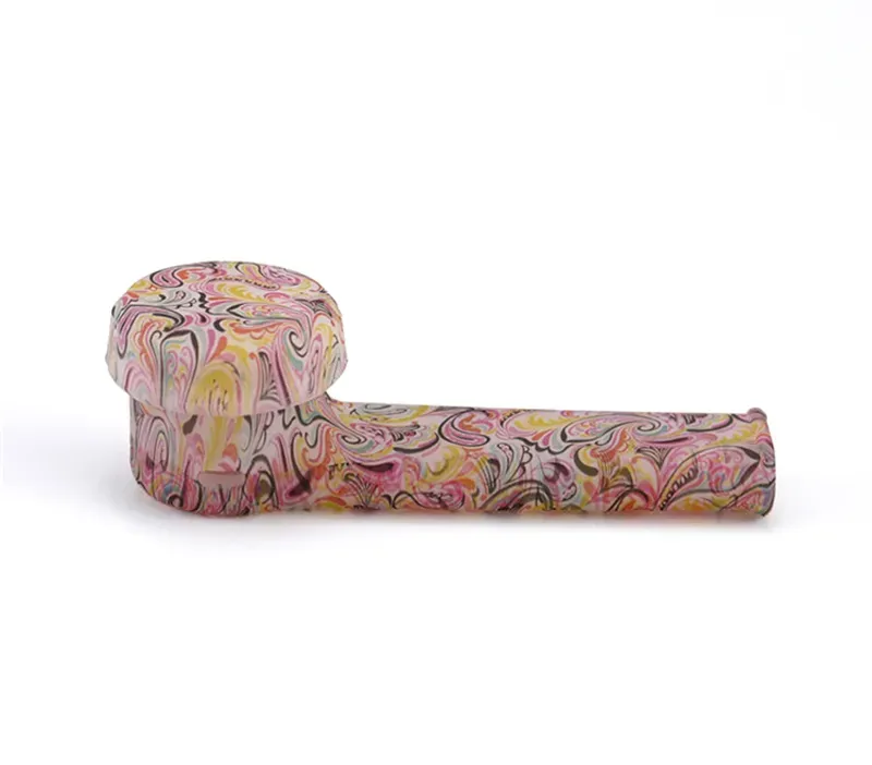 Luminous Patterned Smoking Hand Pipe Glow In The Dark Silicone Pipes Glass Bowl Dab Spoon 3.5