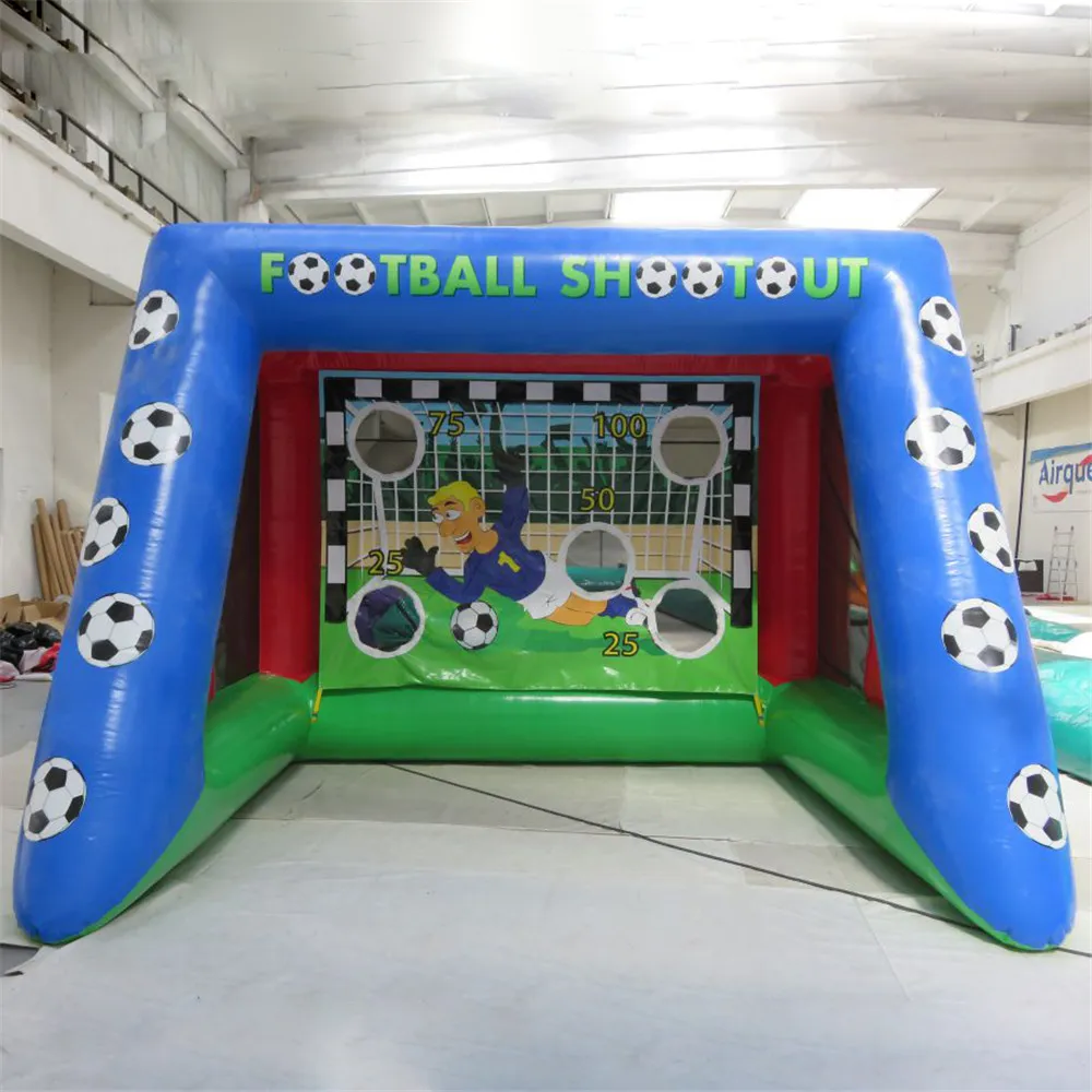 en gros 4x3x2m (13.2x10x6,5ft) avec 6 balles Patte-forme de football gonflables Postes de but cible de cible avec soufflant pour les divertissements