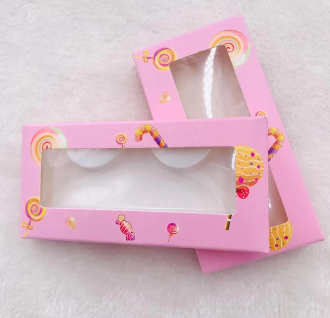 20picslot Lollipop Lashes Box Lege Lashes Box met Trays Custom Logo Sweet Selling Packing4091250