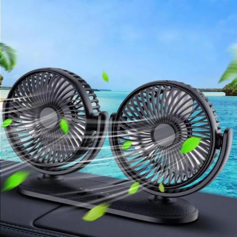 Degree mini -auto lucht 360 draagbare koelventilator21543508697 Kleine USB stille dual head fans fan allround auto desktop verstelbare rittn