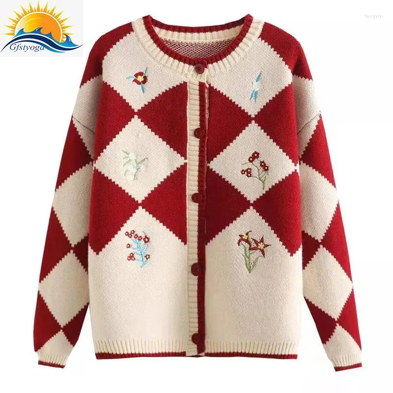 Maglie da donna autunno inverno coreano cardigan ricamo vintage da ricamo a maglia maglioni maglioni patchwork