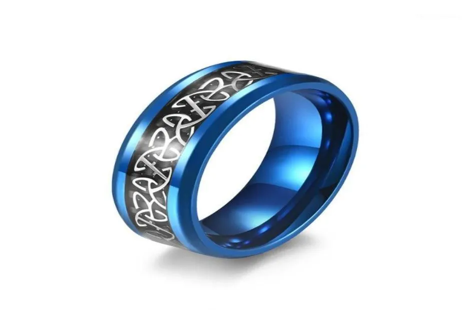 Ringos de cluster Aço inoxidável azul 8mm Celtics Knot para homens Anniversary de noivado de casamento Mulher PROMECE AMOR GUEL19802570