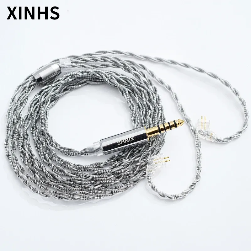 Earphones 4 Cores Graphene Alloy Sier Plated Wire Mmcx 0.78mm 2 Pin Replacement Headphones Cable Audio Upgrade Cable