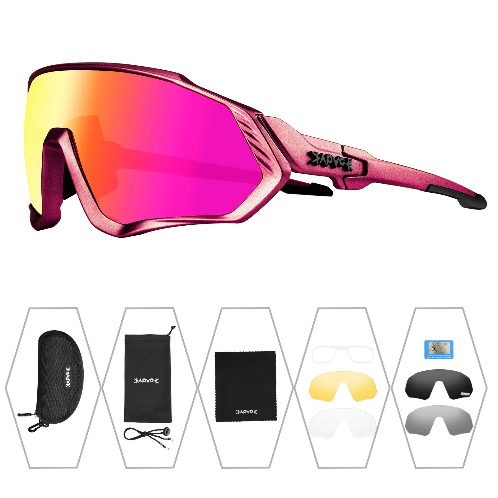 Polarized Glasses 5 Lens Women Men Road Bike Sunglasses Cycling Mountain Bicycle Driving Fishing Retro Eyewear Sports MTB 240416