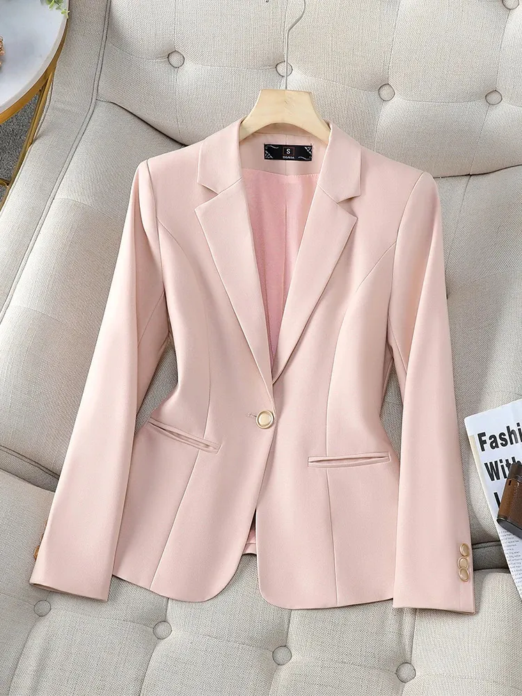 Arrivée Fashion Femmes Blazer Formes Dames Pink Abricot Black Femme Femme Longue Work Wear Jacket M manteur