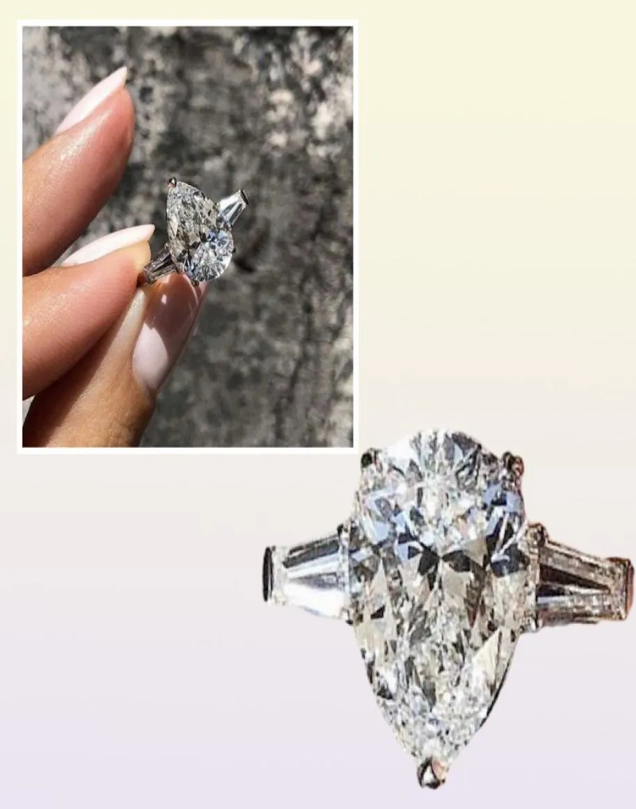 Anéis de cluster 925 Sterling Silver gota dedo dedo de luxo com penteado de diamante cocktail cocktail women gemstone ring jewel5620580