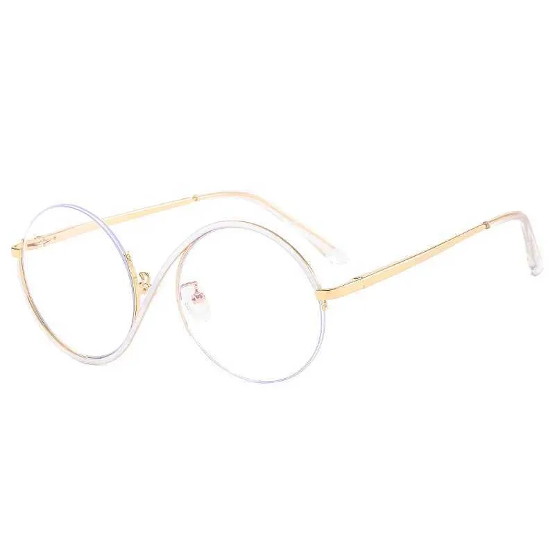 Sunglasses Circular metal half frame anti blue police optical glasses frame womens fashionable computer sunglasses designer oversized glasses