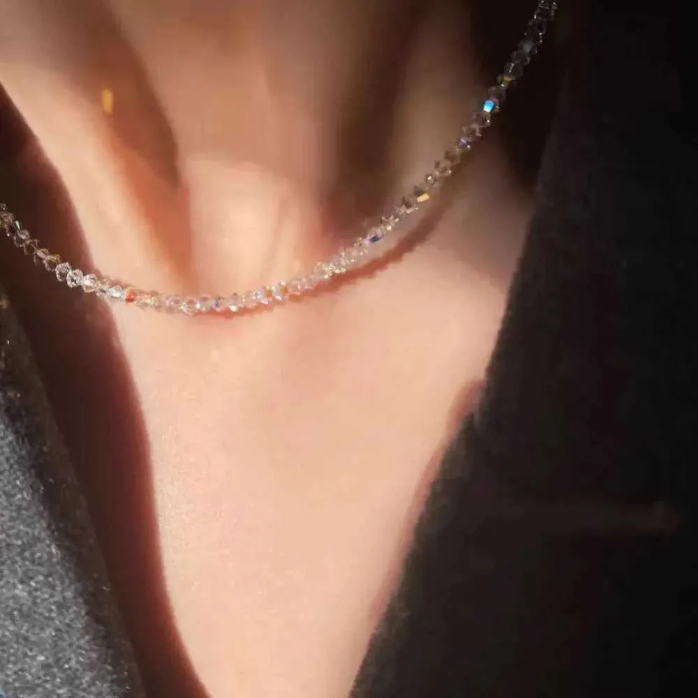 Perlen Und Kristall Armband Elastisch Weiß Schmal Glänzend_voghion.com