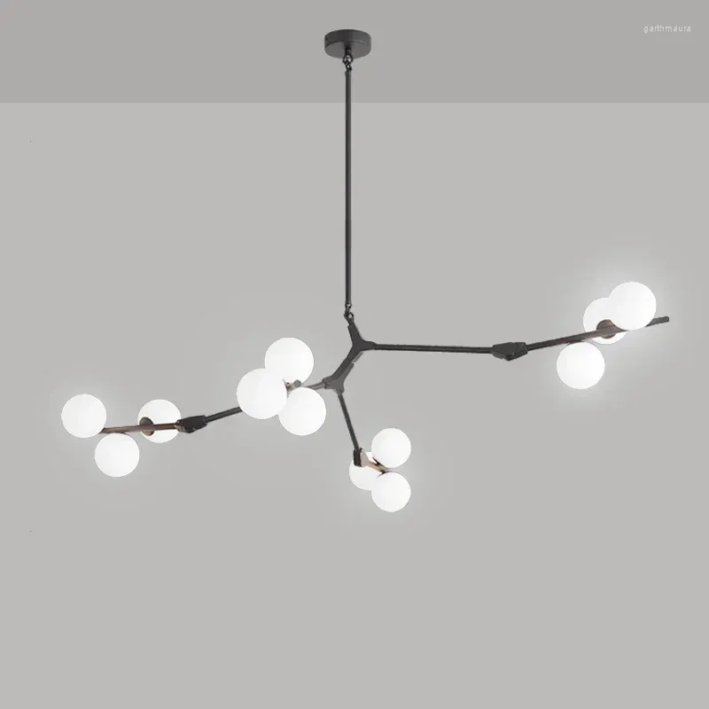 Chandeliers ModernLuxuryglassballChandelierslivingroomHomeblackPendantLightsFixTuresDiningTableStauRestaurantDecorHangingLamp