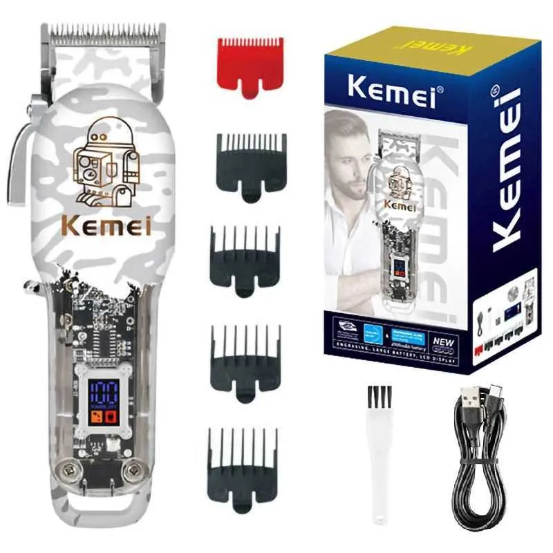Elektriska rakare Kemei laddningsbart hårtrimmer för män Elektriska professionella hårklipper Skägg Kraftfull hårskärmaskin Justerbar T240507