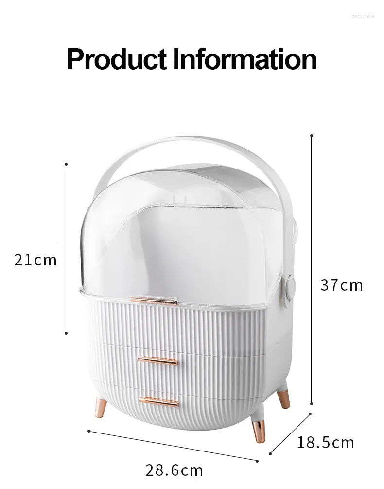 Sacs de rangement Type de tiroir multifonctionnel Boîte en plastique du support de rouge à lèvres de bureau avec poignée et couvercle