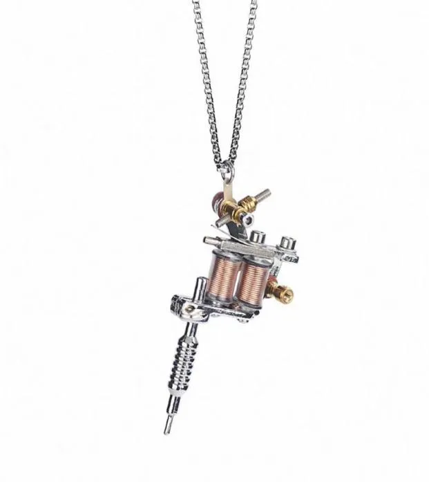 Kettingen roestvrij staal vintage hiphop tattoo machine hanger ketting street dance sieraden cadeau voor mannen vrouwen met chain9135734