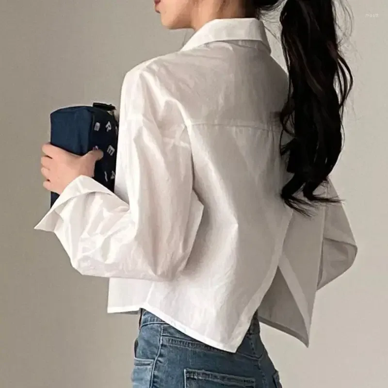 Blouses des femmes Back Split Low Aweet Blouse à manches longues Blouse Blusas Mujer Casual White Shirt Women Roupas Femininas Wild Tops Ol Shirts