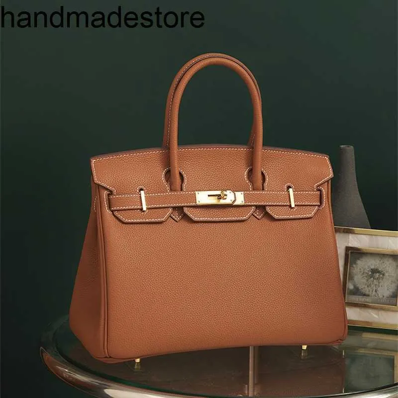 Platinum High -End -Handtasche Halbwachs -Fadenbeutel für Frauen Mini25/30 Herbst- und Winterhandtasche für Frauen mit großer Kapazität handgefertigtes echtes Leder