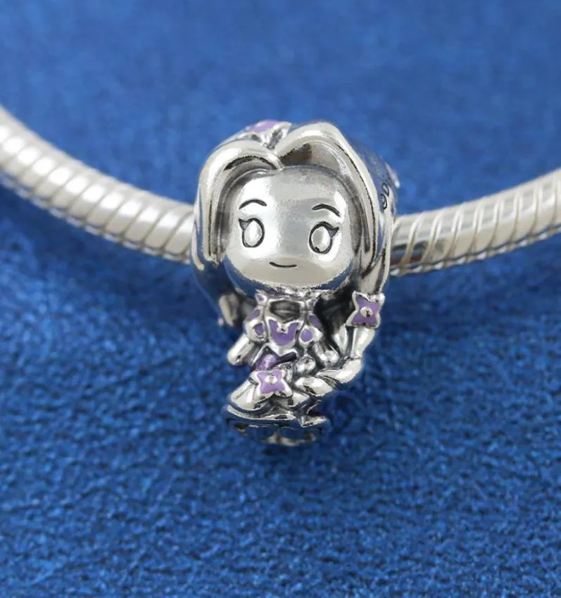 Solide 925 Silver Silver Princess TR CHARM Perle avec émail s'adapte aux bracelets et colliers de bijoux de style européen3820866