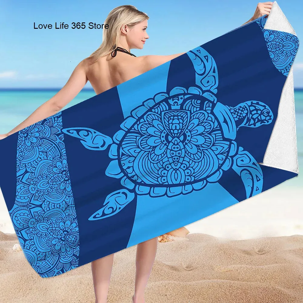 Serviette de plage de tortue de mer 3D imprimé microfibre à eau douce absorbant une serviette de baignade respirante pour les enfants adultes 3d tortue serviette de bain 240508