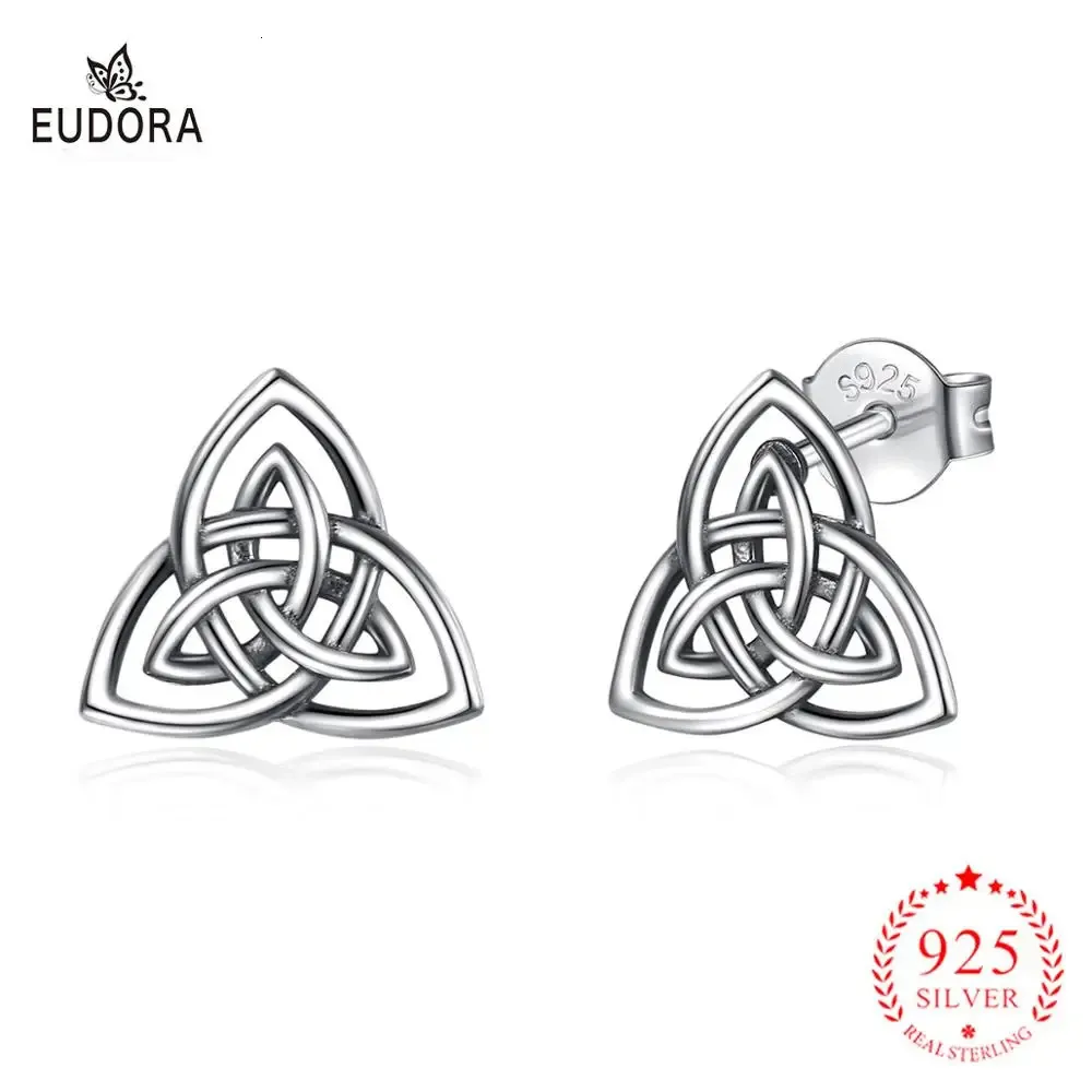 Eudora 925 Sterling Silver Celtics Węzeł Trójkąt Trójkątne kolczyki dla kobiet dziewczyny