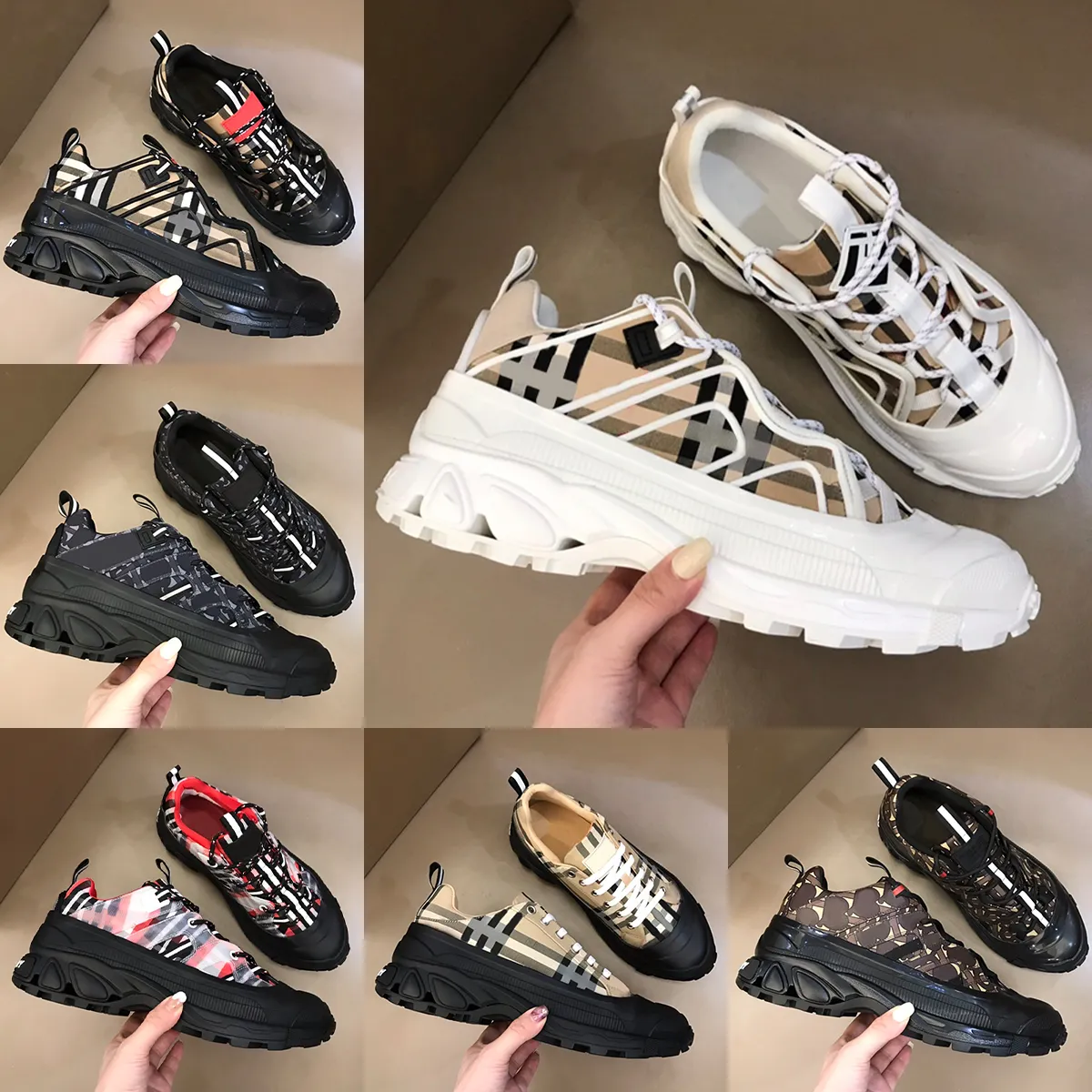 Imprimer designer Check Brand Cowhide Shoes Sneakers rayés Men de décontracté Femmes Femmes Vintage Platformage Sneaker Trainer Saison en daim Striked Strike Flats Trainers Shoe Mens S S