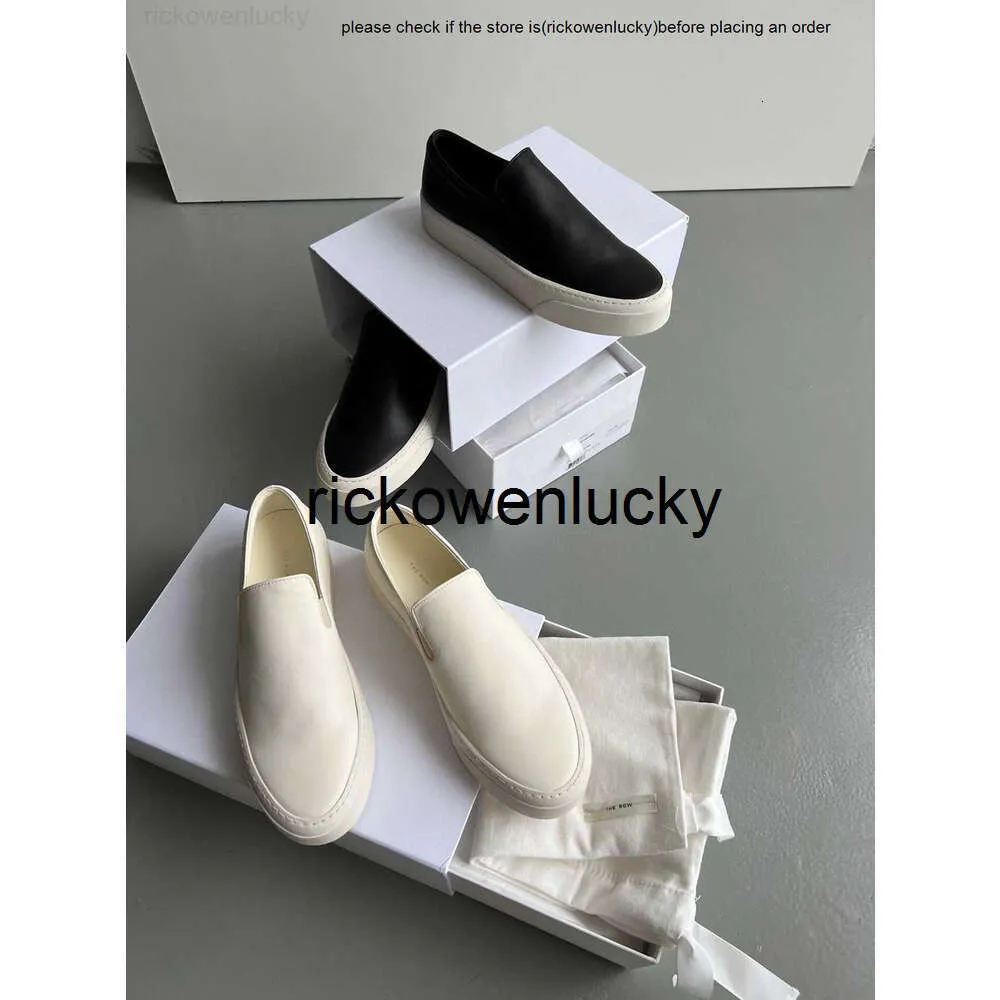 The Row 22 Novo estilo The * Row Slip On Lefu Shoes Lefu Couro feminino Sole grossa de estilo britânico Round Head confortável Sapatos casuais 3W5W