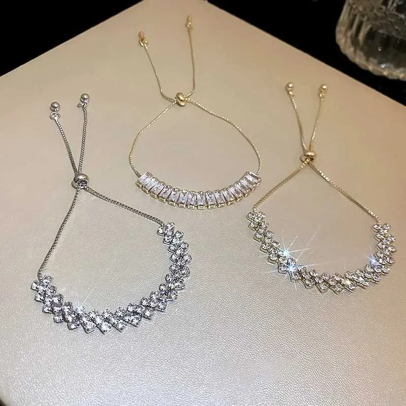 Adjustable Rhinestone Bangle Bracelet With Zircon For Women_voghion.com