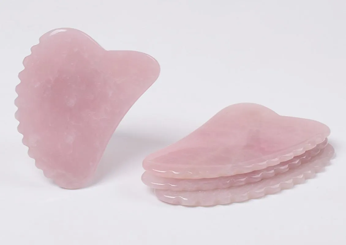 Facial Natural Pink Crystal Quartz Jade Guasha Board Chinois ACUPUNCTURE Stracage outil Massage de massage du corps Gua Sha Board SC4426934