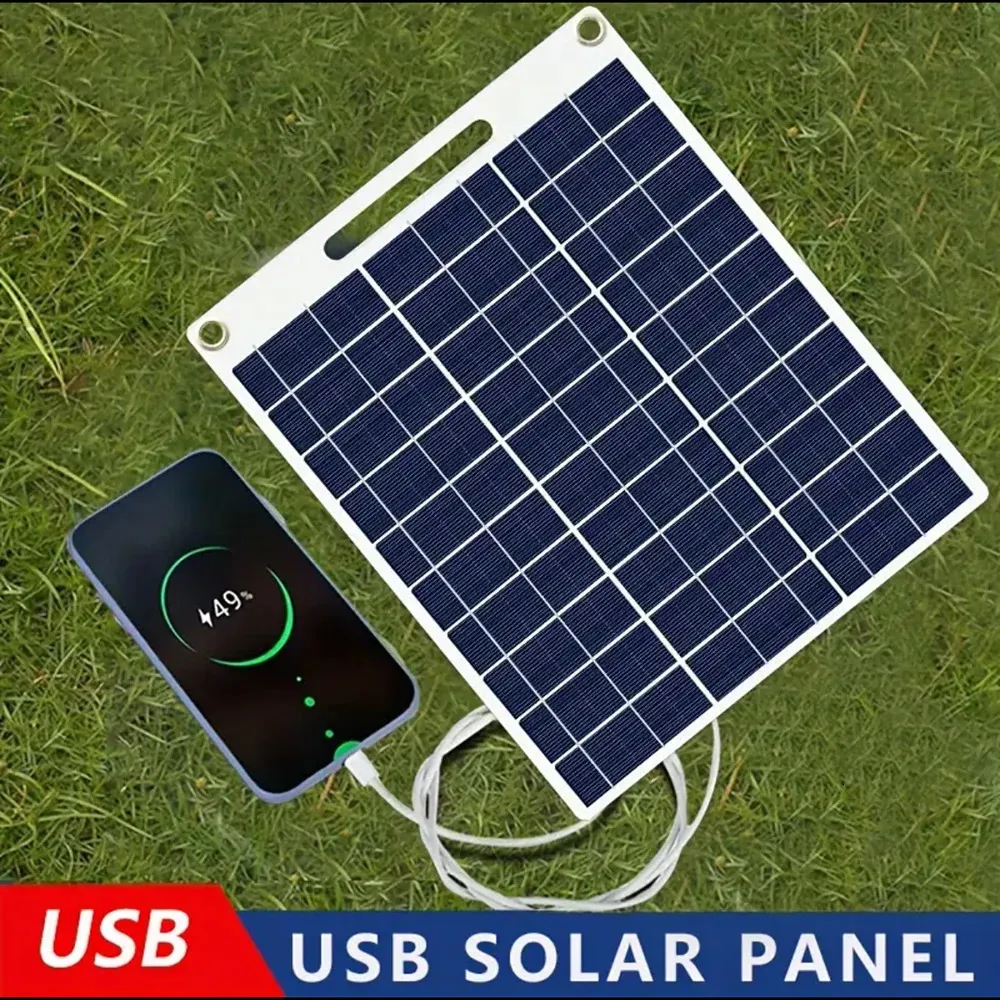 Painel solar portátil com dois USB adequado para carregamento de telefone celular Banco de energia ao ar livre Banco de energia Supplência Electronics 240508
