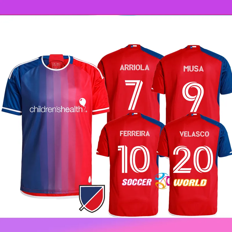 2024 FC Dallas voetbalshirts Ferreira Kids Kit Man 23/24 voetbal Shirts Home Arriola Lletget Musa Illarra Pomykal Velasco Men's voetbaluniform