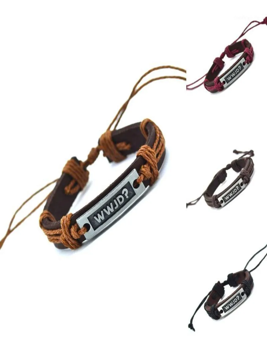 En tout ce que Jésus ferait le wwjd charme de bracelet en cuir authentique bracelet bracelet bracelet bangles for women hommes cadeau1624382